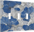 Bvtewkhz Abstract Blue Marble Plant Leaves 3 Gang Triple Toggle Decorative Light Switch Covers Electrical Faceplate Switch Plates for Bathroom Kitchen Home