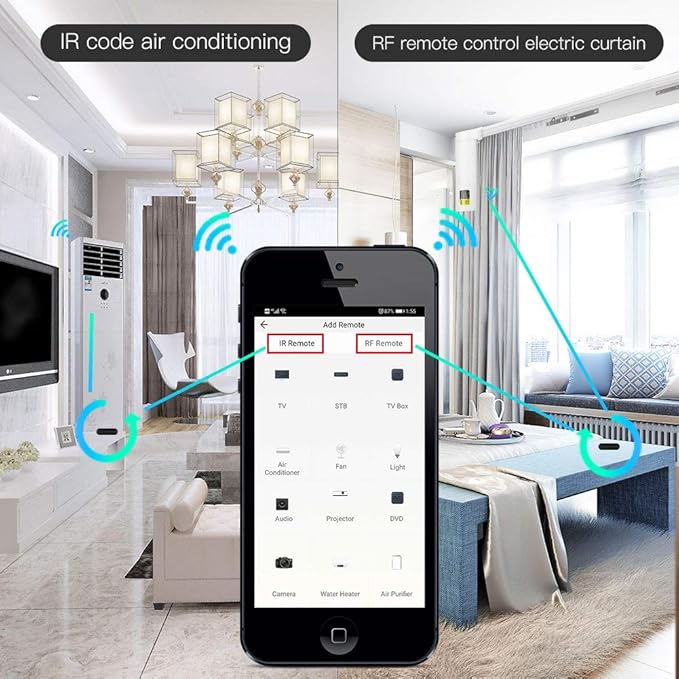 MoesGo WiFi RF IR Universal Remote Controller TV Air Conditioning Smart Home Blaster Infrared RF Appliances Tuya/Smart Life App,Voice Control Alexa Google Home