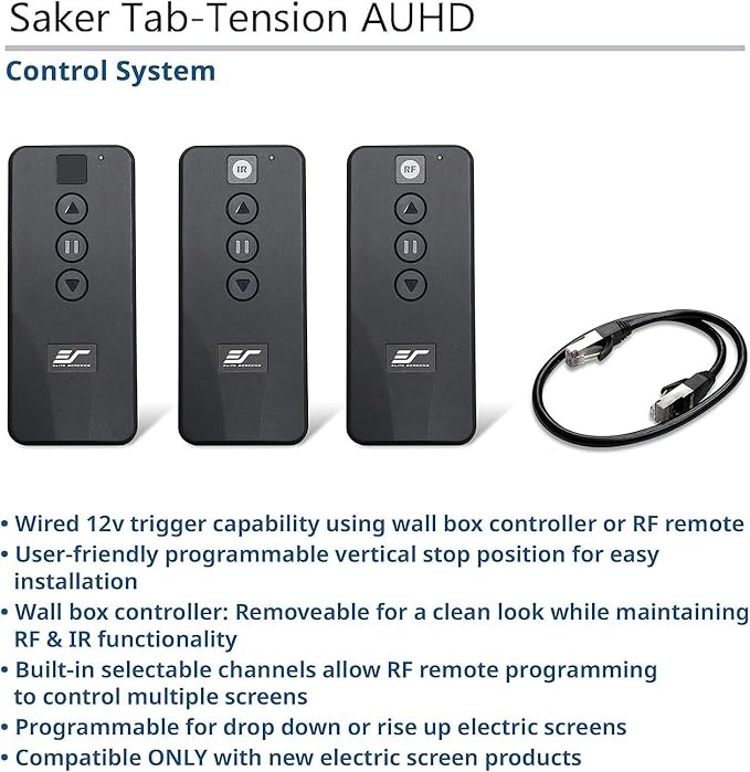 Elite Screens Saker Tab-Tension AcousticProUHD RC1 Kit, 120-INCH 20" Drop Acoustically Sound Transparent Projector Screen, SKT120UH2-E20-AUHD