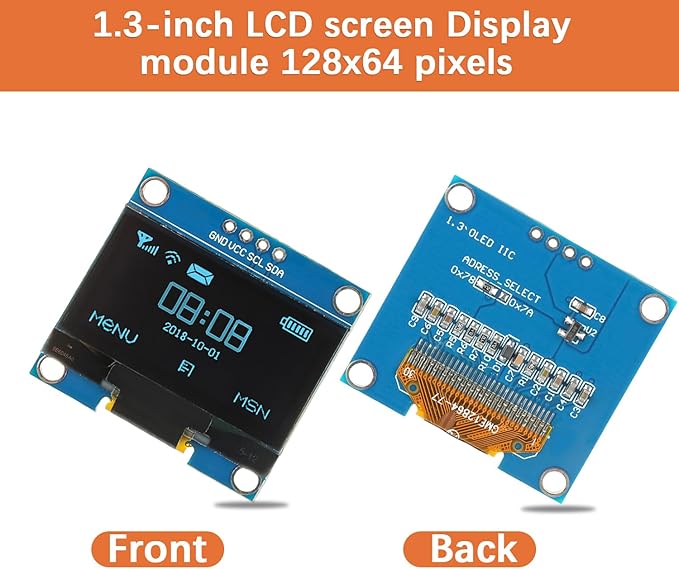 JAMHER 1.3 Inch I2C IIC OLED Display Module 128x64 Pixel Mini Self-Luminous Display Screen Board for Arduino Projects Raspberry Pi with Wire(3Pack Blue)