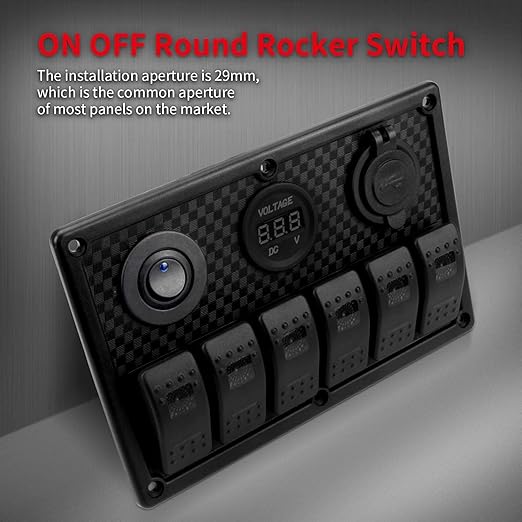 DaierTek Round Rocker Switch Shell 12V Lighted 3 Pin with Blue LED 12 Volt DC Rocker Toggle Switch for Automotive Car Truck ON Off 20A SPST