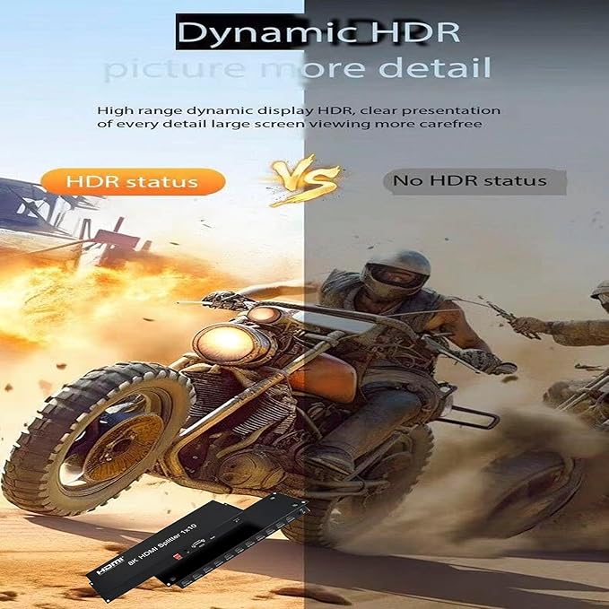8K HDMI Splitter 1×10 HDMI2.1 Replicator Distributor 1 in 10 Out Affordable Splitter Multi-Monitor 8K@60Hz Full Ultra-HD Supports EDID RS232 Rest Button 3D HDR 48Gbps for Xbox PS4 DVD HDTV etc