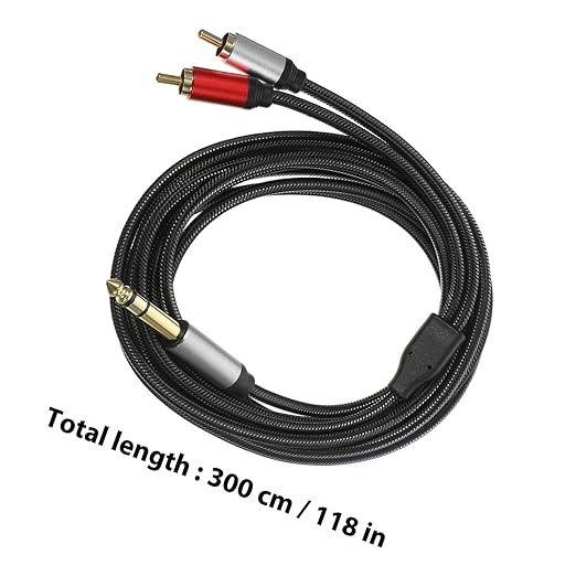 FRCOLOR 35mm 3-core Stereo to 2-Connector Audio Cable 3m Guitar Sound Signal Splitter Cable for Studio Recording and Microphone Accessories