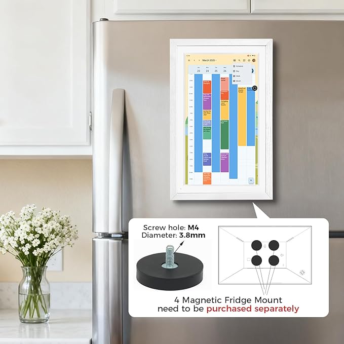 15.6" Digital Google Calendar+Pen,No Subscription|All-in-one Smart Display:Photo Frame,Google Play Apps,Voice Assistant,Home Hub,Streaming|Built-in Battery|Wall&Desk|Anti-Glare Touchscreen|White Wood