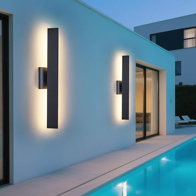 Tarentlight Modern Outdoor Porch Light Patio Lamp in 20W 3000K Integrated LED with Aluminum Triangle & Frosted Glass, IP65 Waterproof Wall Sconce,2 Pack(Textured Black),Can Installed in Any Direction.