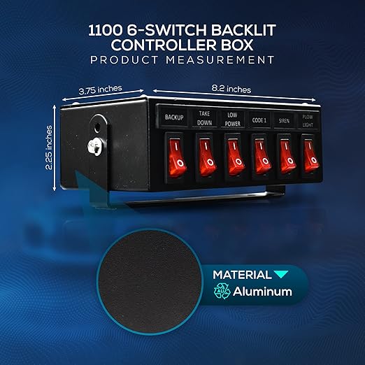 Ultra Bright Lightz 1100 6-Switch Backlit Controller Box | Emergency Vehicle Strobe Warning Lights | Siren | Speaker