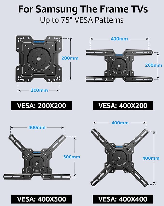 MOUNTUP Ultra Slim TV Wall Mount for Samsung The Frame/Neo QLED 8K/4K TVs, Low Profile TV Mount, Rotating 90 Degree Landscape to Portrait, Wall Mount Max VESA 400x400mm Hold up to 88 lbs MU0089