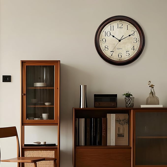 KECYET Wall Clock 10 Inch Battery Operated Silent Non-Ticking Analog Wall Clocks Vintage Retro Rustic Style Decorative for Bedroom Living Room Kitchen Office (Bronze)