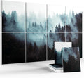 Wall Art Acoustic Panels,47''X31''Sound Absorbing Panels-8-Pack with 50 Adhesive Tabs, Panels for Living Room and Recording Studio, Offices-Foggy Nature Forest