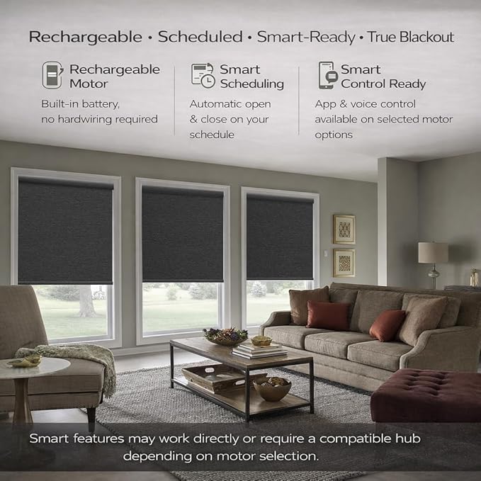 Zshine Motorized Blackout Window Blinds Customize Width (23-95 Inches) Remote Control Wireless and Rechargeable Roller Shades Blinds for Windows, Home, Office, Hotel, Club, Restaurant(82141H)