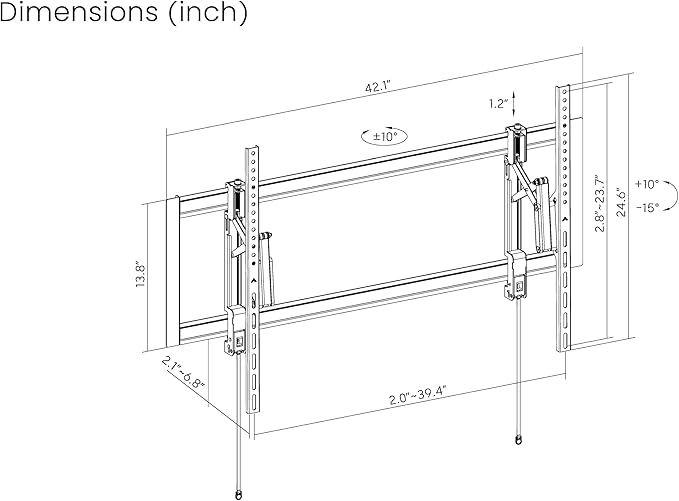 ynVISION.DESIGN Tilt TV Wall Mount for Large TVs 55-105 in | Tilt & Swivel | Pulls Out 7in for Easy Access | Max VESA 1000x600 mm & 176 lbs | Designed to hit 3 Studs | Anti-Theft & Slides to Center