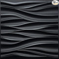 STICKGOO Black 3D Wall Panels, Wave Design Textured PVC Wall Panels, 19.7''x19.7'' Modern Accent Wall Panels for Interior Wall Decor Bedroom Office Living Room