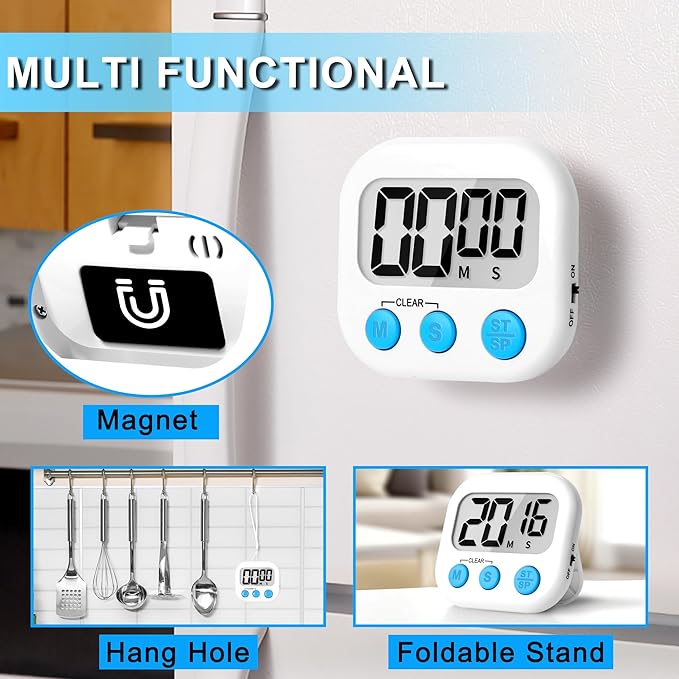 ZILLEEN Classroom Timer for Kids Teachers 6 Pack Digital Timers, White