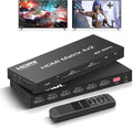 FERRISA 4x2 HDMI Matrix, 4K@60Hz 4 in 2 Out HDMI Switch Splitter with IR Remote, HDMI Matrix Switch + Optical + 3.5mm Audio Output, Support HDMI2.0, HDCP2.2, Auto Downscaler, 3D, Audio Extractor