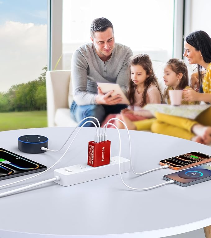 2Pack USB C Fast Charger Block,60W 5-Port Type C Wall Charger Brick,2 USB A and 3 USB C PD3.0 Multiport Charging Plug Power Adapter Brick Cube for iPhone 17/16/15/14/13,Pad Mini/Pro, GalaxyS23 S22
