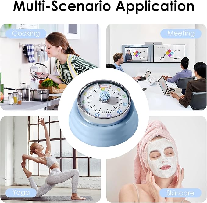 Teeloray Visual Timer for Kids Rainbow Kitchen Timer with Magnetic Base 60-Minute Countdown Mechanical Ringer Alert Cute Time Management Tool for Children and Adults Study Work Cooking, Blue