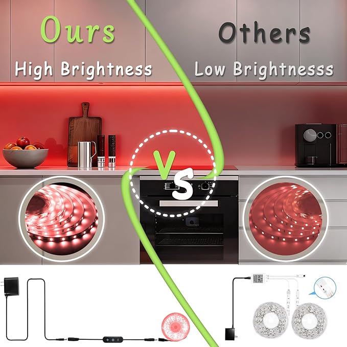 Red Led Lights Strip Valentines Galentines Day Decorations for Home Party Office Rope Lights Easy DIY Bedroom Cuttable Strip Lights for Baby Room Bathroom Living Room Ceiling Wall Vanity Mirror