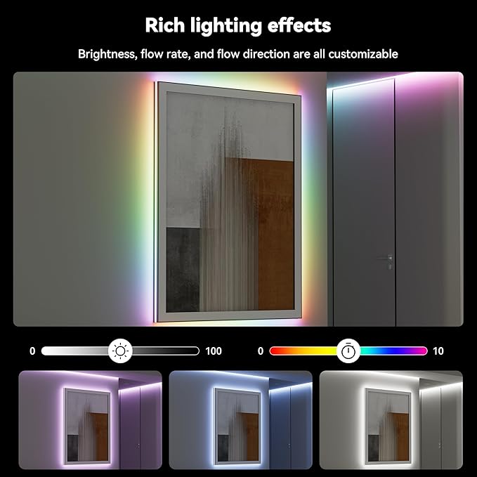 MIWISE 5V USB COB LED Strip Lights,RGB Smart IC LED Strip with App Control,Bluetooth Addressable Music Sync Color Changing Strip Lights,3M Back-Adhesive for Gaming Room PC Home Decor 6.56ft