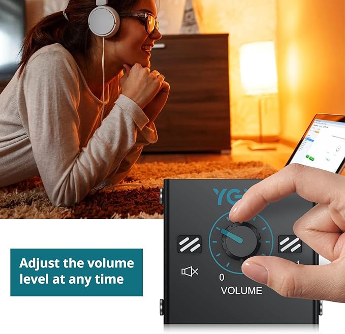 YGiTK 3.5mm Audio Switcher with Volume Control, 1 in 2 Out & 2 in 1 Out Bi-Directional Switcher, Mute Function,Easy Change Stereo Audio Switch Splitter 2 Ports Aux Selector for PC TV Phone Headphone