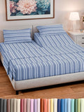 Split Head King Sheet Set – 4 Piece Flex Split Top King Sheets for Adjustable Beds - Fits 14” to 16" Mattress w/ Deep Pockets - Breathable & Cooling - Luxury Bedding and Wrinkle Free - Blue Stripes 3