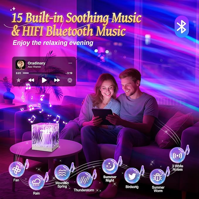 Valentines Day Gifts,White Noise Sound Machine+18 Colors+Bluetooth Music+Remote Control Northern Lights Projector Aurora Light Projector for Bedroom,Cool Things Birthday Gifts Relaxation Gifts for Her