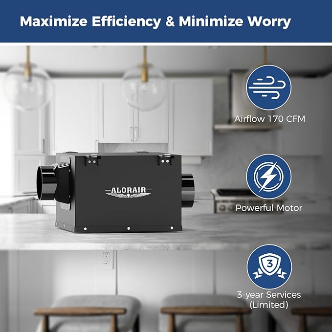 ALORAIR 4 Inch Quiet Inline Bathroom Exhaust Fan, 170 CFM Ventilation Fan for Small Bathroom, Laundry Room, Attic – Compact & Durable Design, Easy to Install
