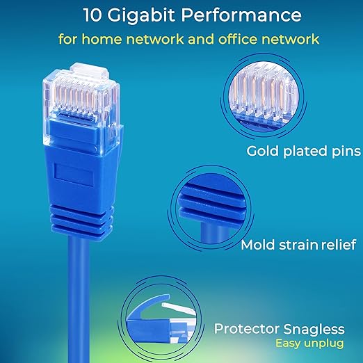 Rapink Patch Cables Cat6a 14ft (10 Pack) Slim, Cat6a Ethernet Patch Cable 10G Support, Snagless Cat 6 Patch Cable for Patch Panel to Switch, Flexiable Cat 6a Ethernet Cable with Gold Plated