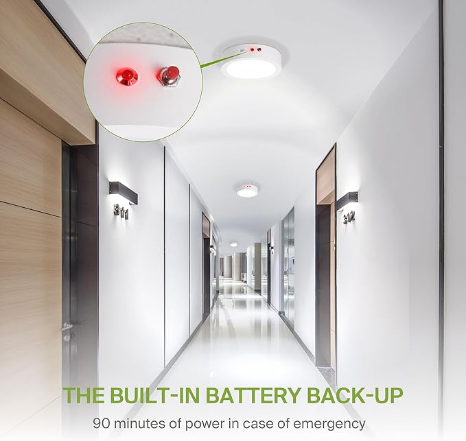ASD LED 7" Round Flush Mount Ceiling Light Fixture, Low Profile Surface Lighting | 5CCT, Dimmable, Battery Backup, ETL Listed | 15W 1200LM 2700-6000K 120V | Kitchen, Hallway Lamp | White, 12 Pack