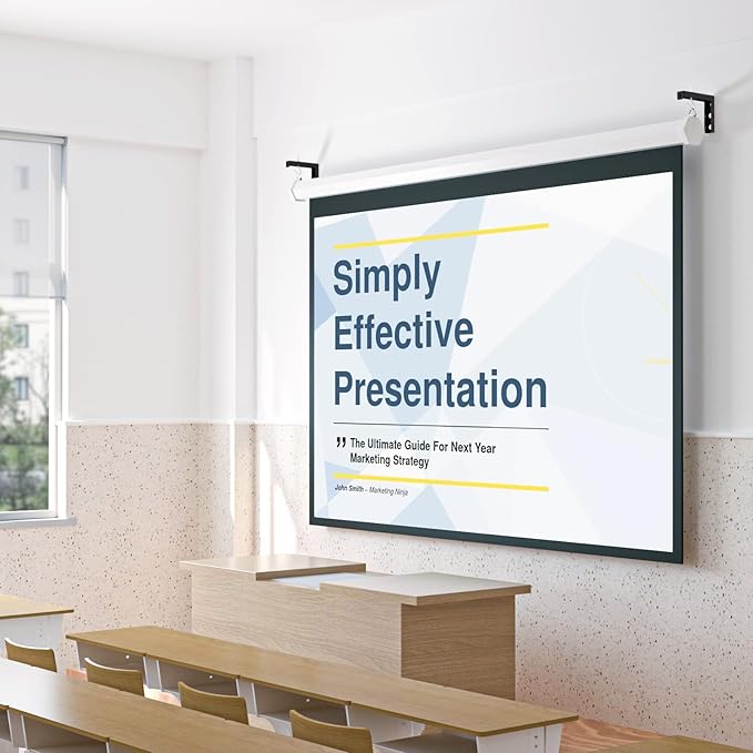 WALI Universal Projector Screen Ceiling Mount, Wall Hanging Mount L-Brackets, 6 inch Adjustable Extension with Hook Kit, Perfect Projector Screen Placement Hold up to 66 lbs (PSM001-B), Black