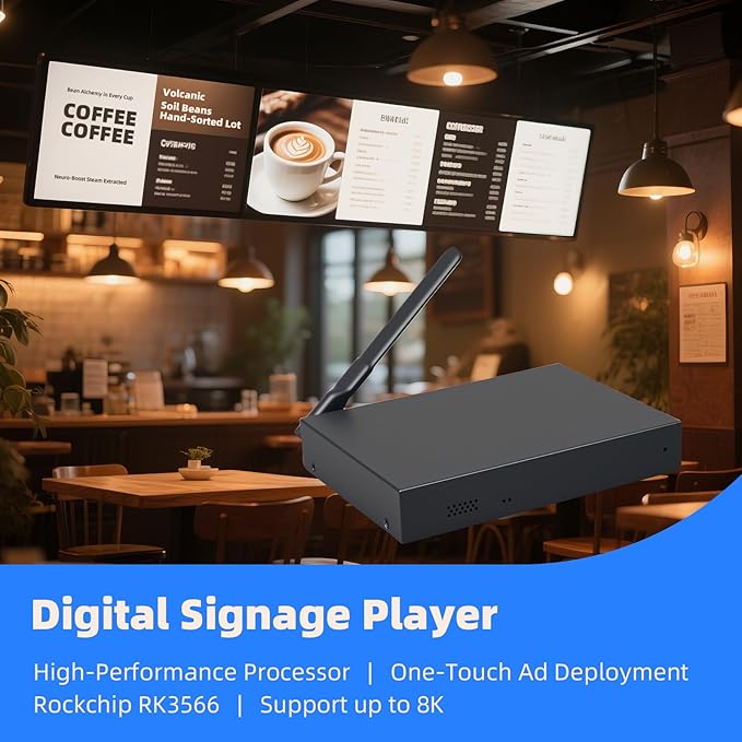 Lunzn Digital Signage Player Metal Box 4+32G Android 12 CMS Remote Publish Advertising Media Player (YM08)