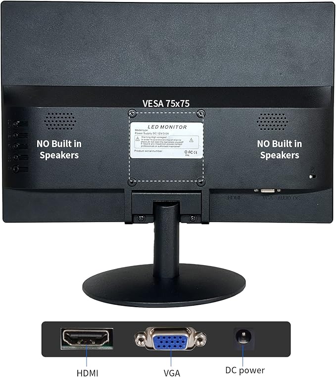 SKitphrati 15.6 Inch Small PC Monitor, FHD VA 1080P Desktop Display with 1920x1080 99% sRGB HDMI VGA Ports, VESA Mounting, LED Monitor for PC, Laptop and Computer, Black