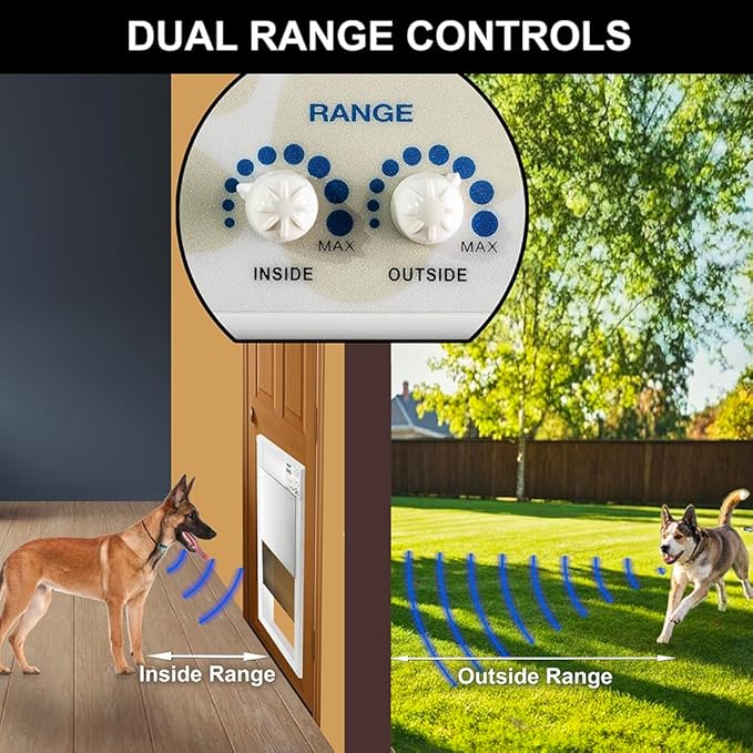 Power PET Automatic Pet Door by High Tech Pet - Large Door Mount for Pets to 100 lb - 4 Way Access - Dual Range Control - Deadbolt Security - Directional Sensing - Air Tight - US Customer Service