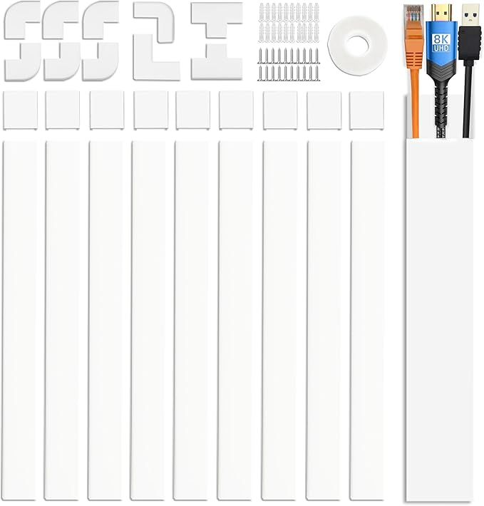 Cable Cover Wall - Cord Hiders for TV on Wall, 157 Inches Cable Cover Channel, White