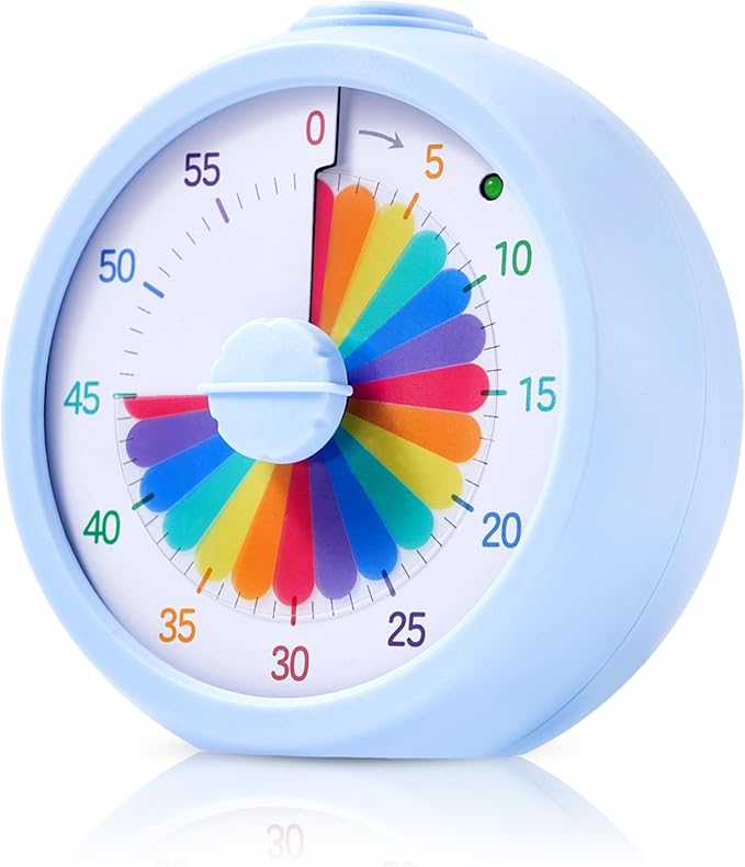 PIAMIG Visual Timer, 60-Minute Countdown Timer for Kids and Adults with Adjustable Volume, Rainbow Design Time Management Tools with Silent Operation, Suitable for Classroom, Office and Home (Blue)