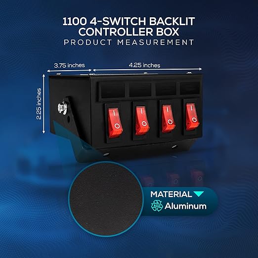 Ultra Bright Lightz 1100 4-Switch Backlit Controller Box | Emergency Vehicle Strobe Warning Lights | Siren | Speaker