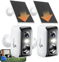 Solar Security Cameras Wireless Outdoor, 2K Outside Security Wireless WiFi Cameras, Battery Powered Outdoor Cameras with Solar Panel, Color Night Vision, 2.4G/5.8G WiFi, 2-Way Audio, PIR Motion Sensor