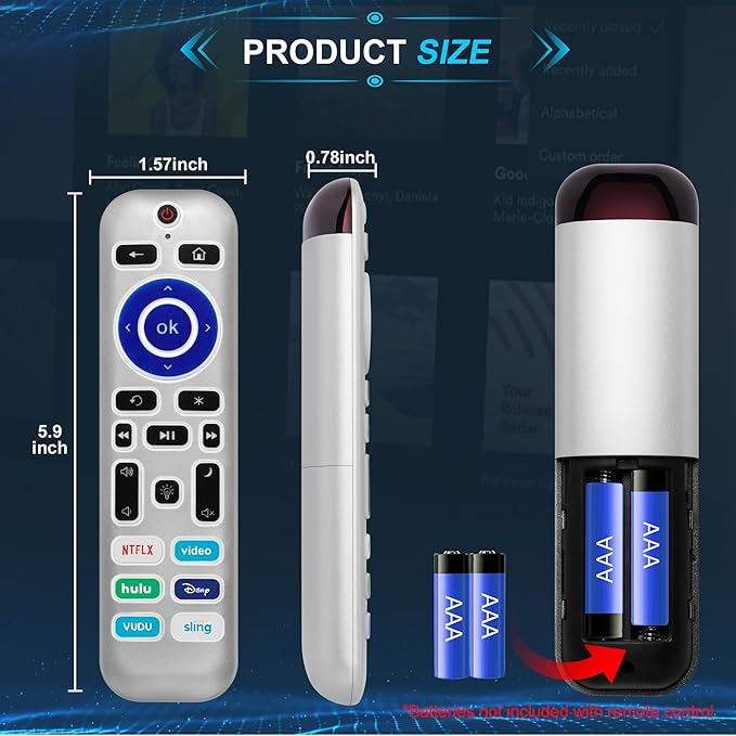 2 Pack Backlit Remote Control Only for Roku TV, Fit for TCL/Onn/Hisense/Element/Sharp/Philips/Westinghouse/Insignia/JVC/RCA/Hitachi/Sanyo Roku Series TVs (Not for Roku Stick and Box)-Silver