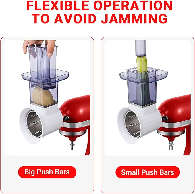 Slicer & Shredder Attachment for Kitchen Aid Stand Mixers, with 2.8IN Large Feed Chute, Oversized Cheese Grater Accessories with 4 Food Grade Blades, 304 Stainsless Steel, Dishwasher Safe