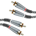BlueRigger RCA Cable, 6FT (2RCA Male to 2RCA Stereo Audio Cable, Braided, Gold Plated, Subwoofer)- Compatible with Home Theater, Amplifier, Hi-Fi System, HDTV, Car Audio, Turntable, Receiver, Speaker