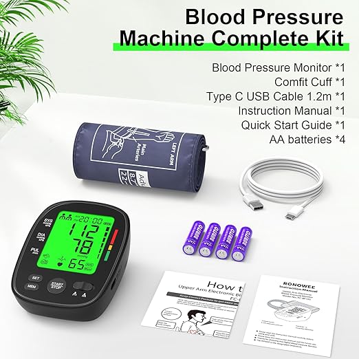 Blood Pressure Monitor Upper Arm: Automatic Blood Pressure Monitors for Home Use - Electric BP Machines Large Cuff 8.7"-16.5" Adjustable - LCD Digital Display 2 Users 99 Sets Memory