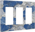 Bvtewkhz Abstract Blue Marble Plant Leaves 3 Gang Triple Rocker Decorative Light Switch Covers Electrical Faceplate Switch Plates for Bathroom Kitchen Home