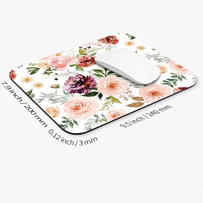 Armanza Square Mouse Pad Pretty Floral,Personalized Premium-Textured Custom Mouse Mat Design,Washable Mousepad Cloth,Non-Slip Rubber Base Computer Mouse Pads for Wireless Mouse