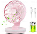 MAWFOZIN Small Desk Fan With Night Light, Auto Oscillating Table Fan With 3000mAh Rechargeable Battery, USB Personal Fan With 4 Speeds Wind, Adjustable Fan For Home, Office Bedroom, Camping (pink)