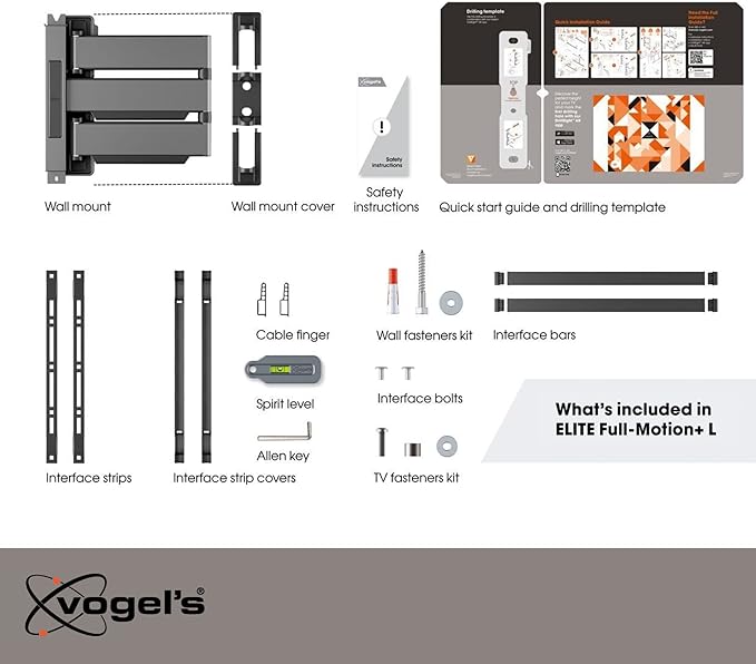 Vogel's TVM 5645 Full-Motion Ultra-Thin TV Wall Bracket for 40-77 inch TVs, Max. 99 lbs, Swivels up to 180°, Full-Motion TV Mount max. VESA 600x400