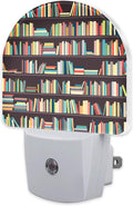 sndheke Books on Bookshelves Night Light, Colorful Books Dusk to Dawn Night Light Plug in,0.5w Energy Saving Sleep Friendly Nightlights for Kids Boys Girls Home Decor
