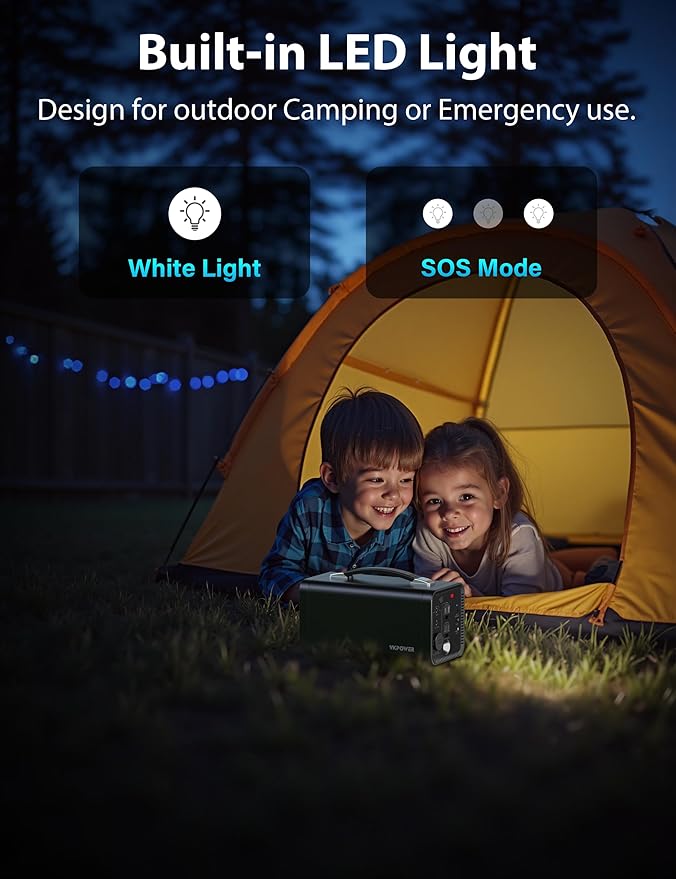 YKPOWER Power Station 80000mAh,Solar Generator with 300W AC Outlet,296Wh Lithium Battery Portable Power Station with 8 Port Power Bank for home use,RV,Outdoor,Camping
