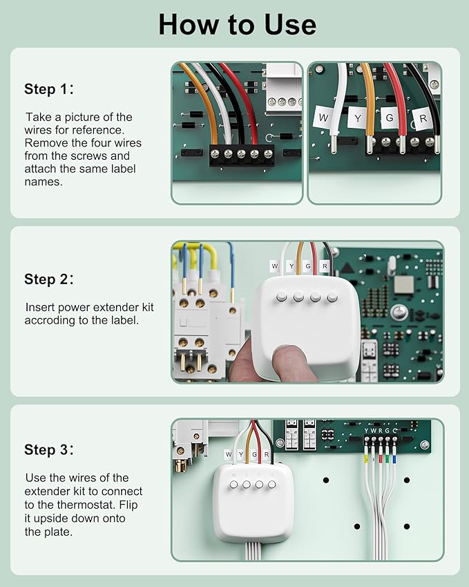 WUKUR Power Extender Kit for ecobee Smart Thermostat Premium, C-Wire Adapter Compatible with ecobee3 Lite, Premium, Enhanced, Essential, Lite, for ecobee4 and Smart Thermostats with Voice Control