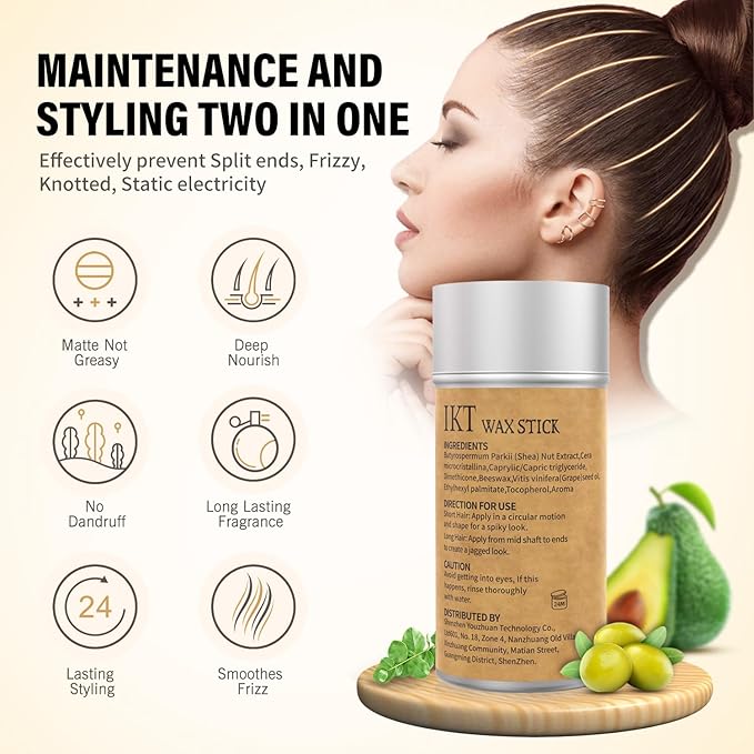 PasaRose Hair Wax Stick Set (3 Pcs) - Edge Control, Styling Stick for Baby Hair and Wigs, Frizz-Fixing for Slick Finish