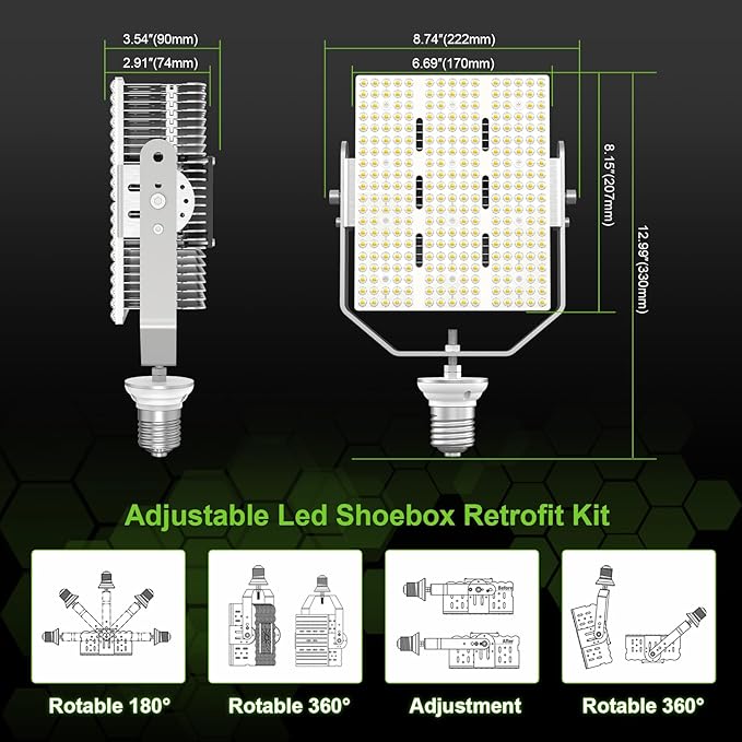 OPENLUX LED Shoebox Retrofit Kit 240W 34800LM E39 Mogul Base ETL DLC Listed 5000K Retrofit Light for Parking Lot Lights Tennis Court LED Module AC100-277V