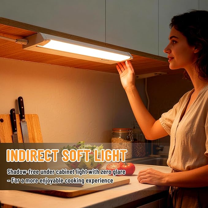 Snyloe 4 Pack 12" Under Cabinet Lighting for Kitchen, 8W 600LM, 3 Color Temperatures (3000K/4000K/5000K), Hardwired or Plug-in, 45° Rotatable Design, Linkable Up to 15 Units, YT-4208-10-4